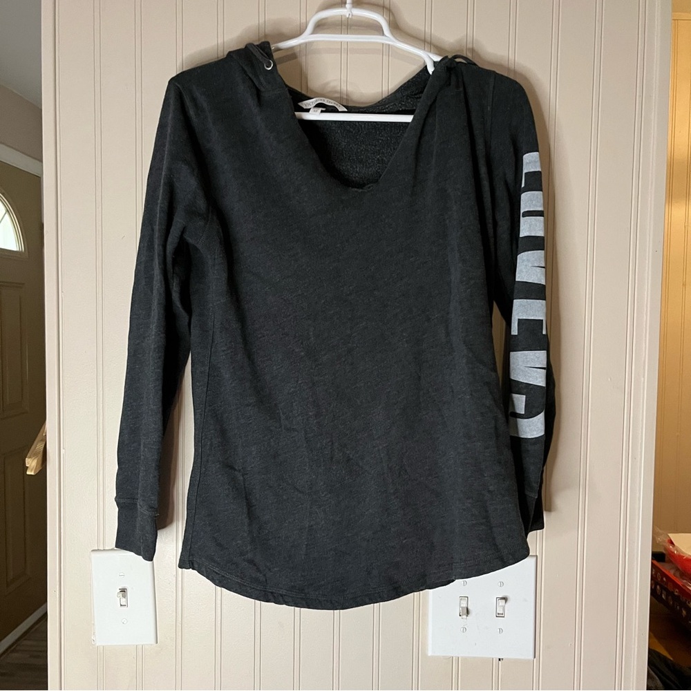 Victoria's Secret Charcoal Hoodie with White Lettering size small